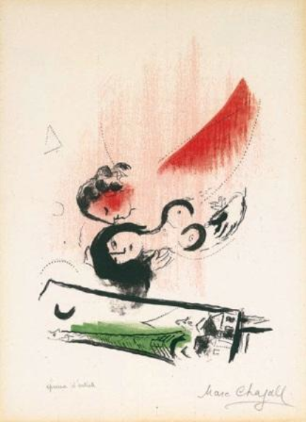 Marc Chagall, La Tour Eiffel vert, 1957.